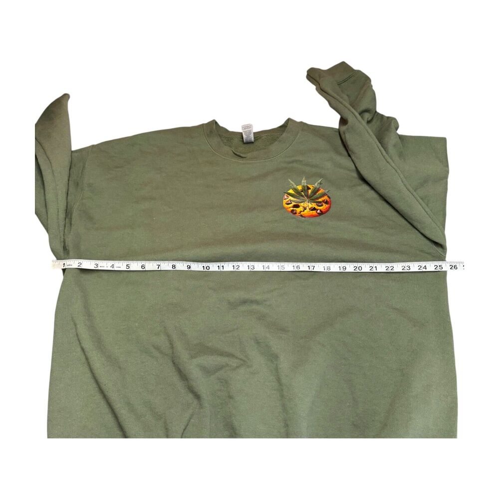 Gildan Sweatshirt Men's XL Olive Green Fleece Lined Baked To Perfection Pullover - Picture 5 of 8